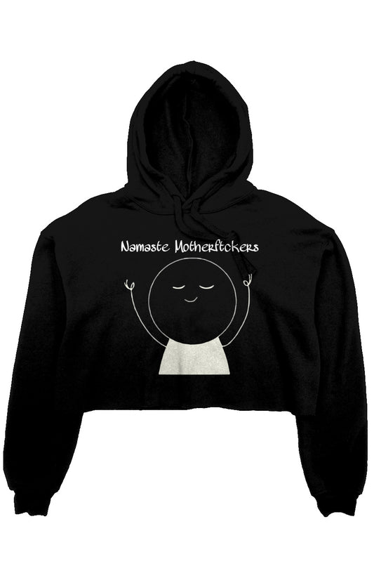 SM Fashion Black Namaste Crop Hoodie